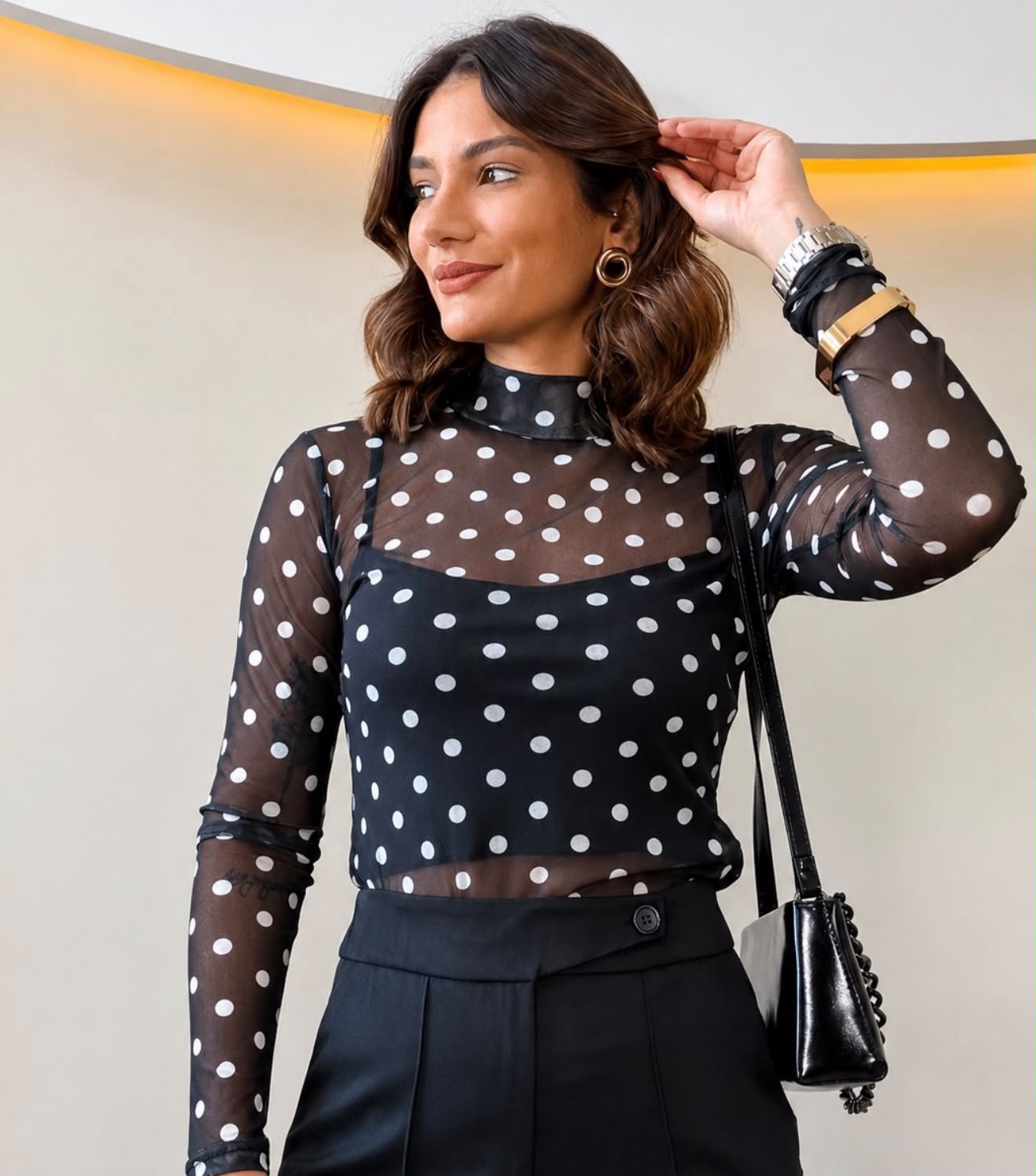 Blusa de gaza con lunares