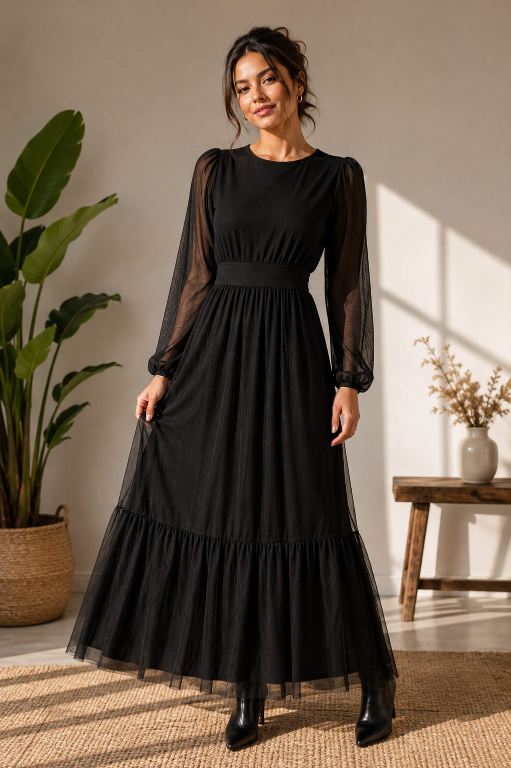 Vestido de gaza negro