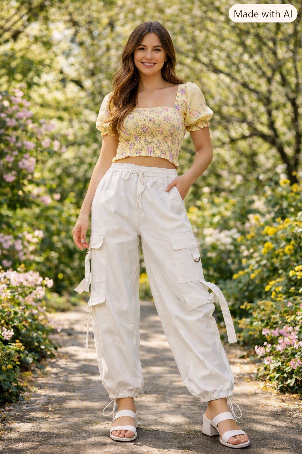 Pantalon cargo blanco